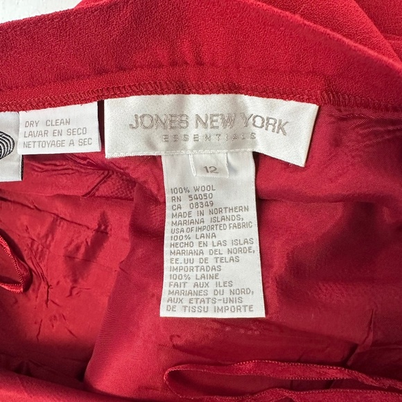 Jones New York Preppy 100% Pure New Wool Red Trouser Straight leg Pants size 12 - Picture 7 of 13